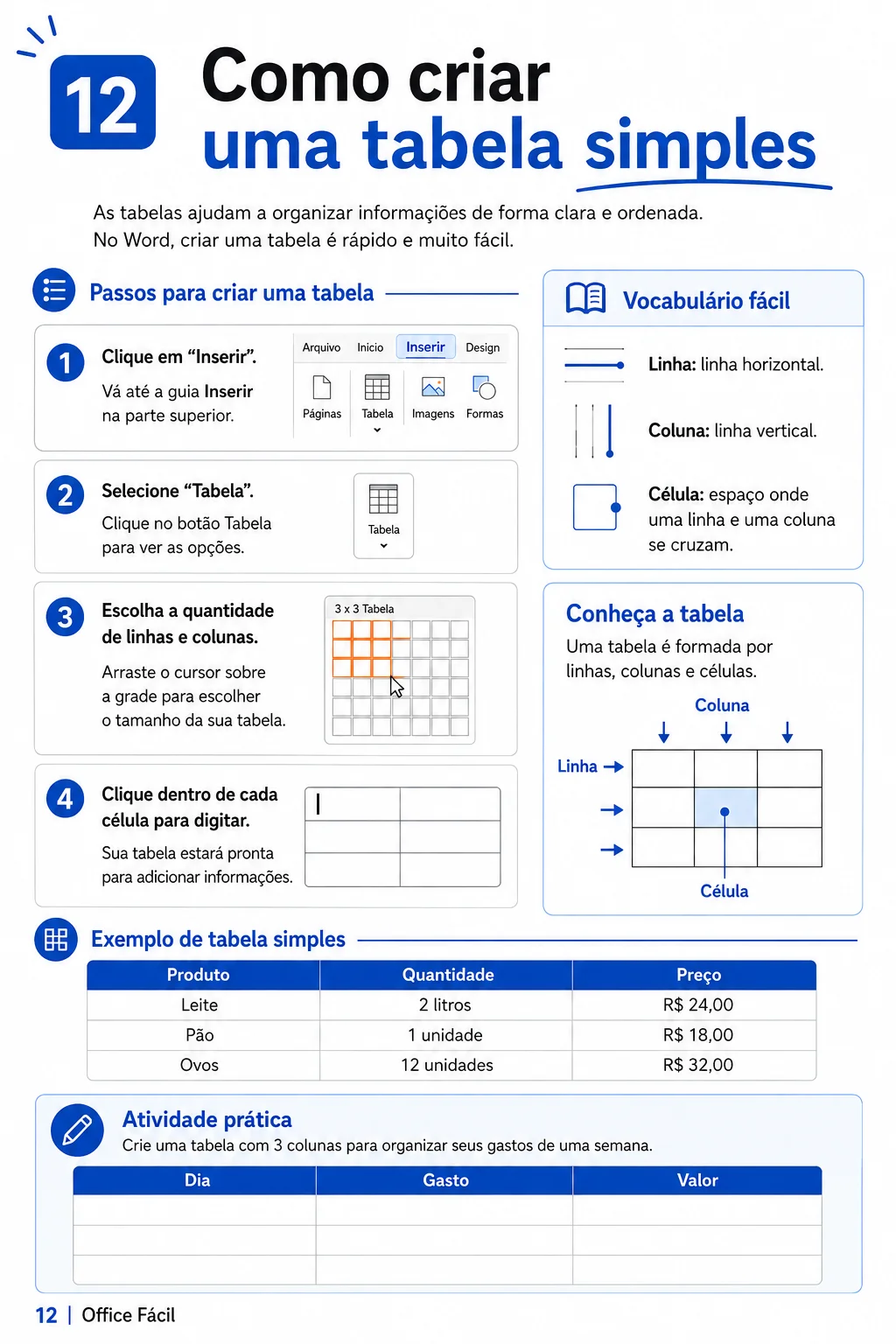 Word — Como criar uma tabela simples